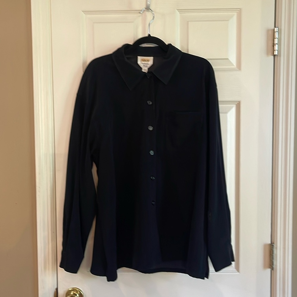 Talbots Black Shacket w/ Front Pocket